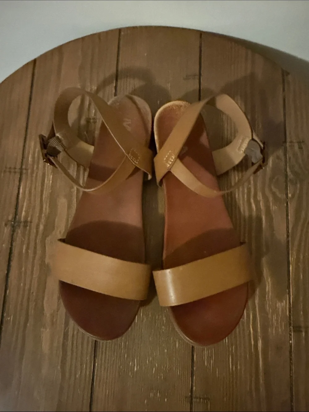 MIA Tan Strap Open-Toe Flat Sandals
